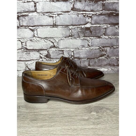 Santoni Brown Leather Apron Toe Loafers Oxfords Dress Shoes Men’s Sz 10D US/43EU main image 8